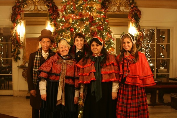 Our costumed caroling group!